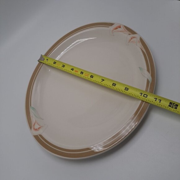 Syracuse China Calla Lily Oval Dinner Plate Cream & Brown Floral Design 14-C - Picture 3 of 10